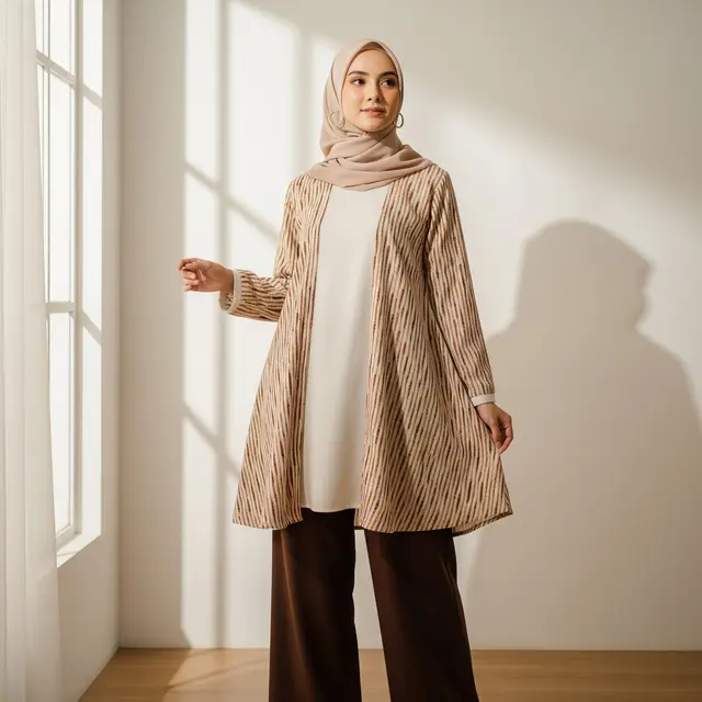 Model Baju Lurik Kombinasi Polos Terbaru