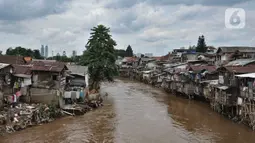 Deretan permukiman warga di bantaran Kali Ciliwung, Manggarai, Jakarta, Rabu (19/2/2020). Penggantian istilah normalisasi menjadi naturalisasi sungai oleh Gubernur DKI Jakarta Anies Baswedan diklaim lebih baik dan tidak merusak ekosistem. (merdeka.com/Iqbal Nugroho)