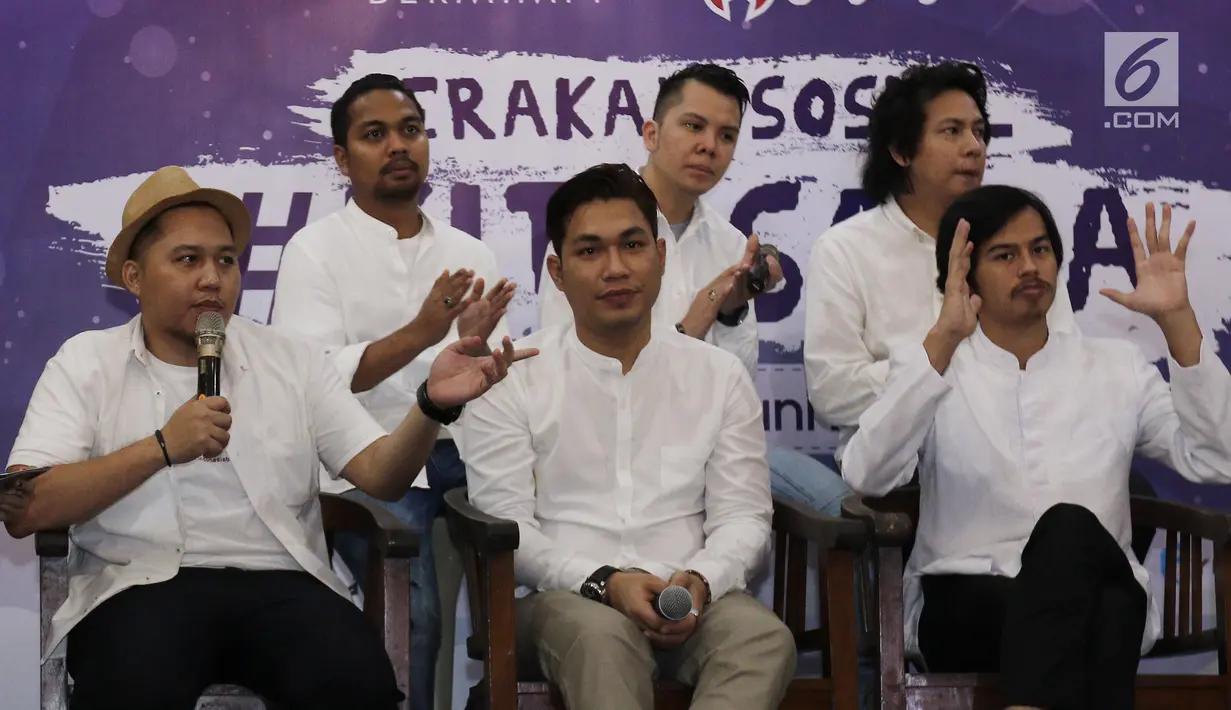 Armada band saat menghadiri peluncuran gerakan sosial #KitaSama di kawasan Kemang,Jakarta, Rabu (14/6). (Liputan6.com/Herman Zakharia)