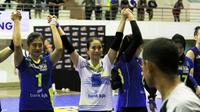 Tim putri Bandung Bank BJB Pakuan berhasil membungkam Jakarta PGN Popsivo Polwan dengan skor 3-1 pada final four Proliga 2018 di GOR Ken Arok, Malang, Sabtu (31/3/2018). (Bola.com/Iwan Setiawan)