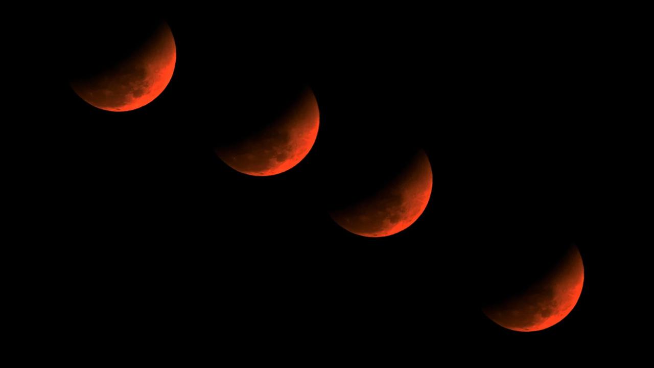 FOTO: Gerhana Bulan Total Hiasi Langit Dunia dengan Fenomena Bulan Darah