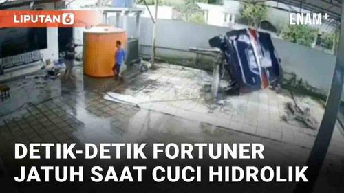 VIDEO: Detik-Detik Fortuner Jatuh Saat Cuci Hidrolik