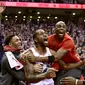 Selebrasi Kawhi Leonard setelah meloloskan Raptors ke final wilayah Timur NBA (AP)