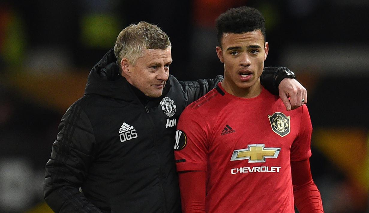 Pelatih Manchester United, Ole Gunnar Solskjaer, percaya jika Mason Greenwood bisa menyamai kehebatan Wayne Rooney sebagai pemain di masa mendatang. (AFP/
