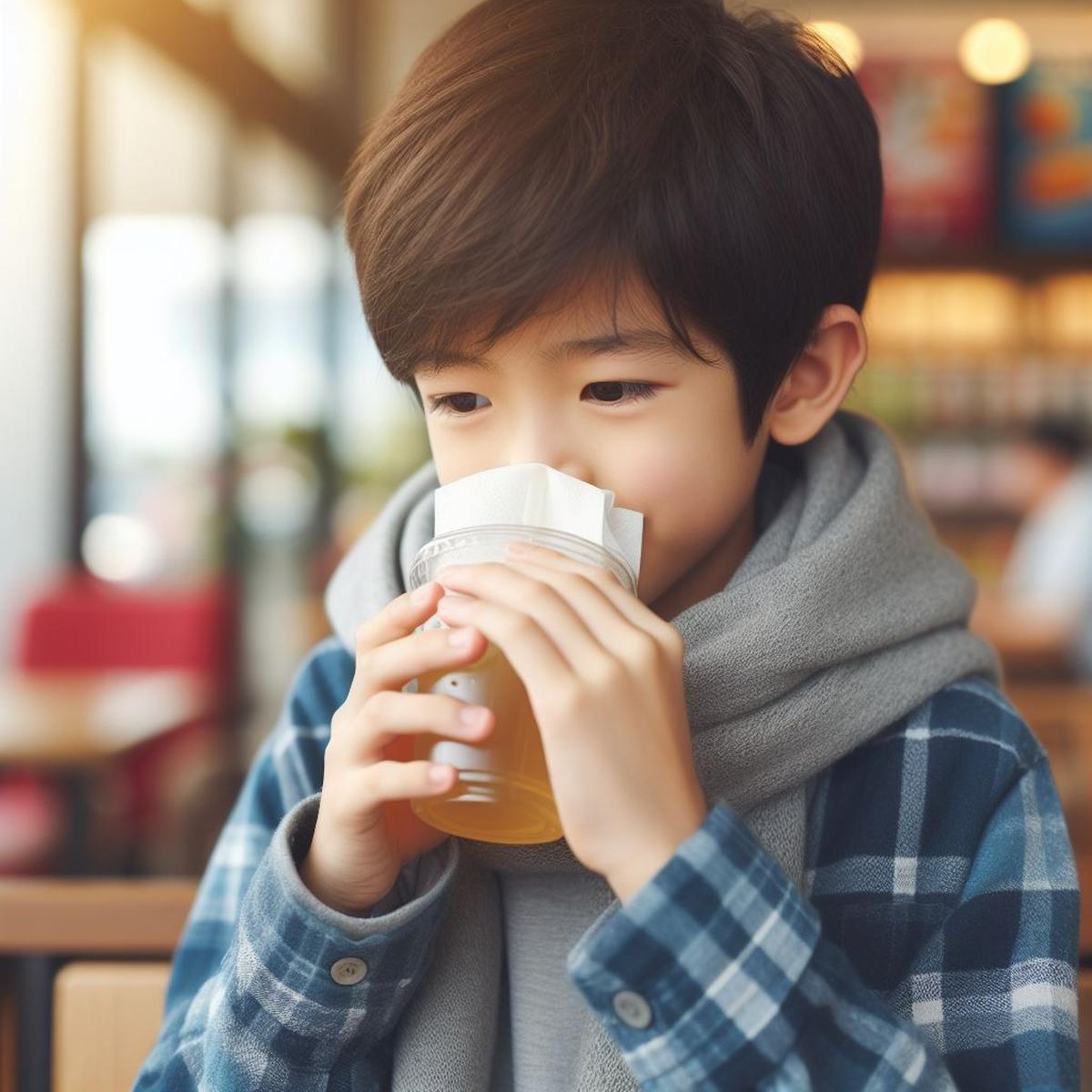 Ilustrasi Anak Minum Minuman Dingin saat Pilek