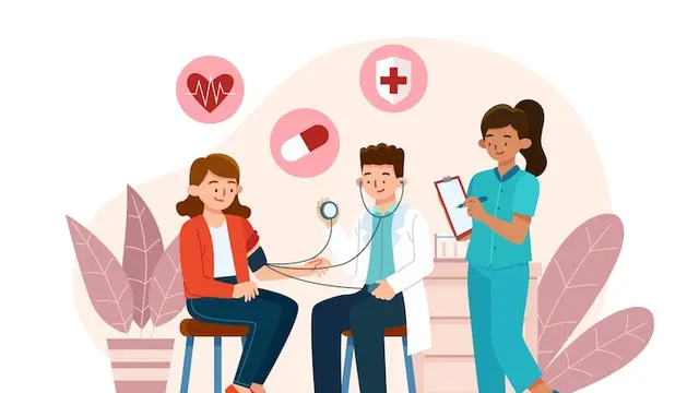 Ilustrasi cek kondisi kesehatan, dokter