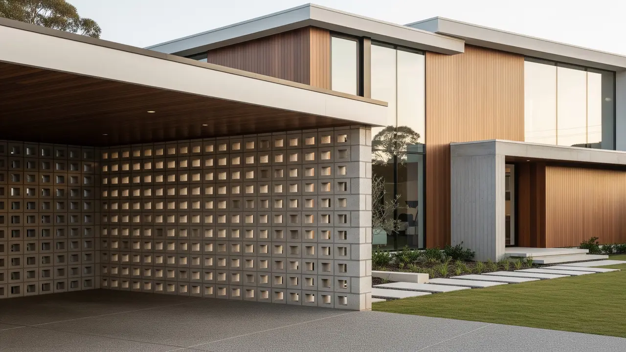 Model Carport dengan Dinding Roster Estetik (AI Generated)