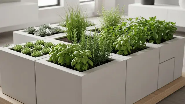Desain Kebun Mini Rumah Modern dengan Planter Box Beton