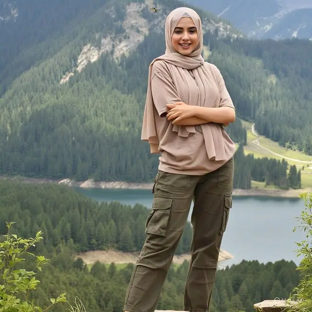 Camping Outfit Hijab. Foto: Meta AI