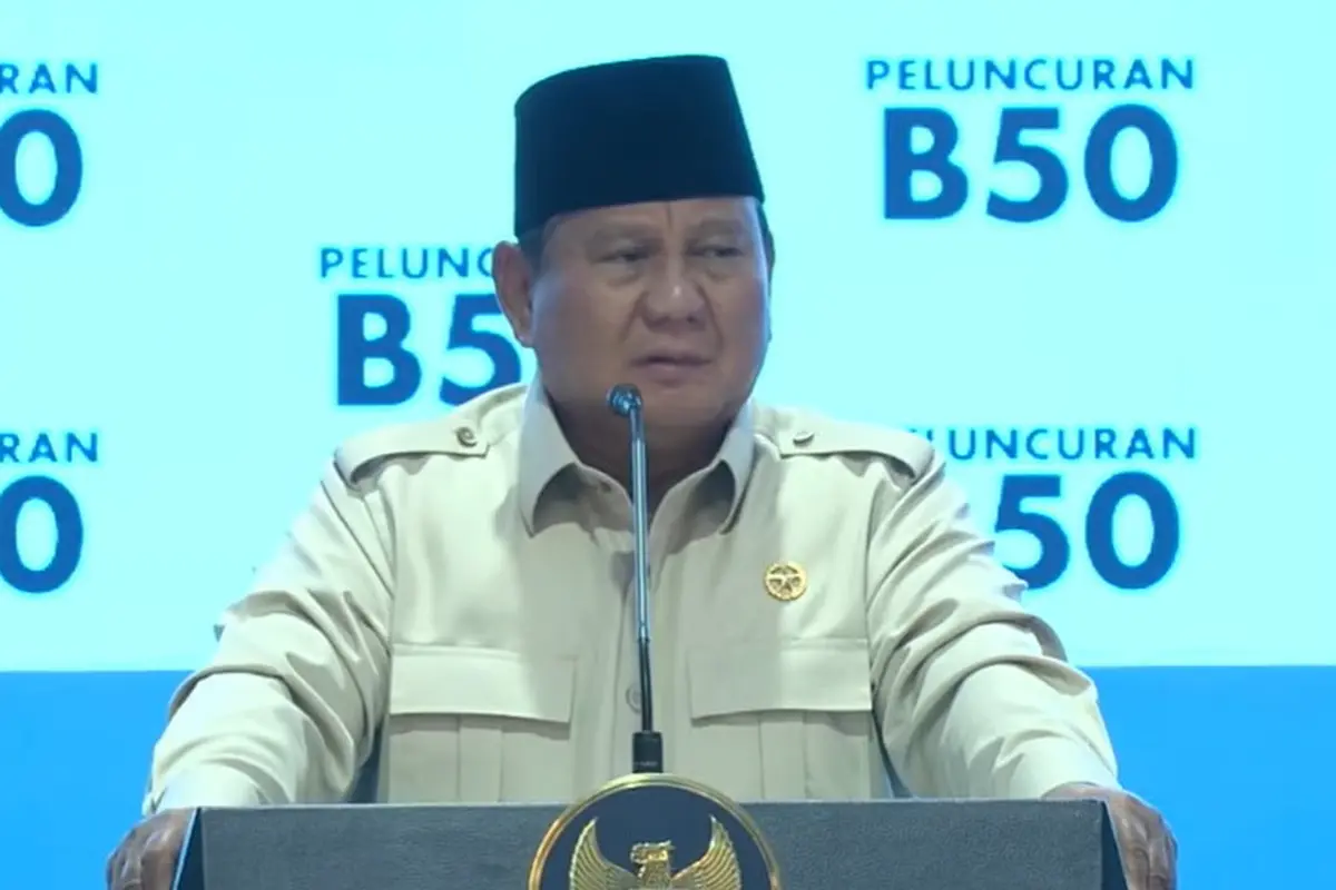 Prabowo di peluncuran biodiesel B50 di Rest Area KM 57 Tol Jakarta-Cikampek