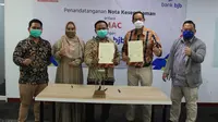 Perjanjian kerja sama antara SiMAC dan Bank BJB di Graga Aktiva, Kuningan, Jakarta Selatan, Jumat (28/8/2020). (Ist)