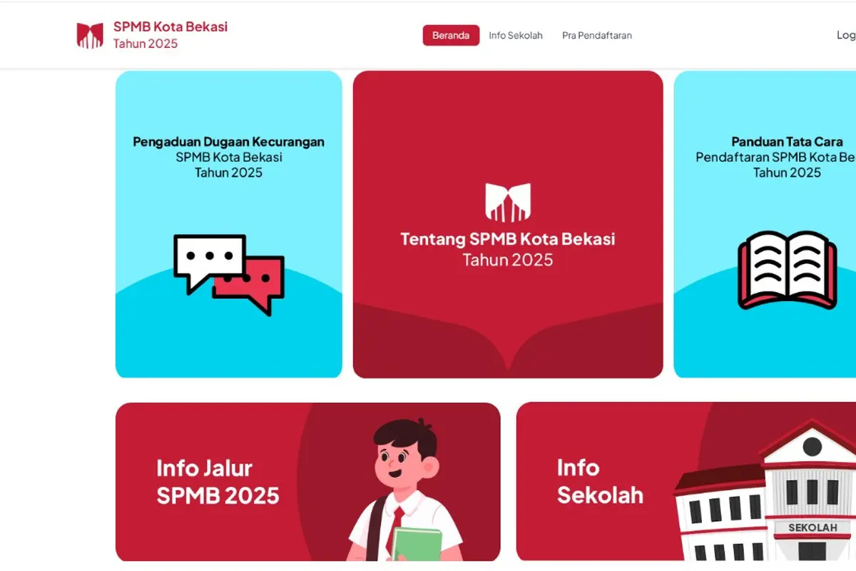 Seleksi Penerimaan Murid Baru atau SPMB tahun 2025 telah resmi dibuka bagi calon siswa wilayah Kota Bekasi, Jawa Barat.