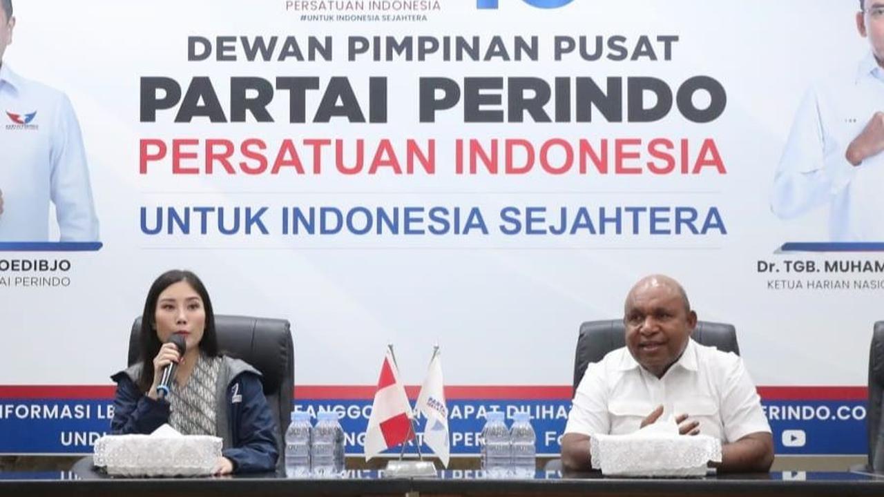 "<b>Hari ini, hari yang berbahagia sekali karena Partai Perindo kita akan memberikan dukungan B1-KWK kepada para calon pimpinan daerah di Papua Pegunungan tingkat provinsi dan di tiga kabupaten</b>," kata Angela dalam sambutannya. Foto: Istimewa