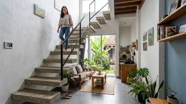 desain tangga beton rumah sempit