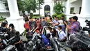 Ketua Umum MUI, Prof Dr Din Syamsuddin memberikan keterangan pers sesuai bertemu Presiden Joko Widodo di Istana Merdeka,  Jakarta, Selasa (3/2/2015). (Liputan6.com/Faizal Fanani)