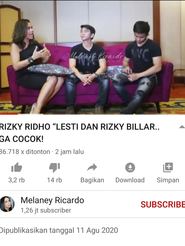 Unggahan Melaney Ricardo. (Foto: YouTube Melaney Ricardo)