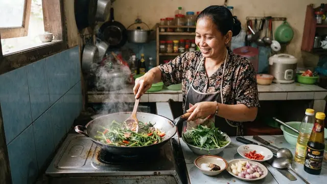 Membuat Tumis Selada Air Pedas yang Sedap