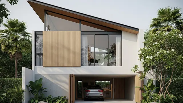 Gambar Rumah Minimalis Atap Sandar Modern