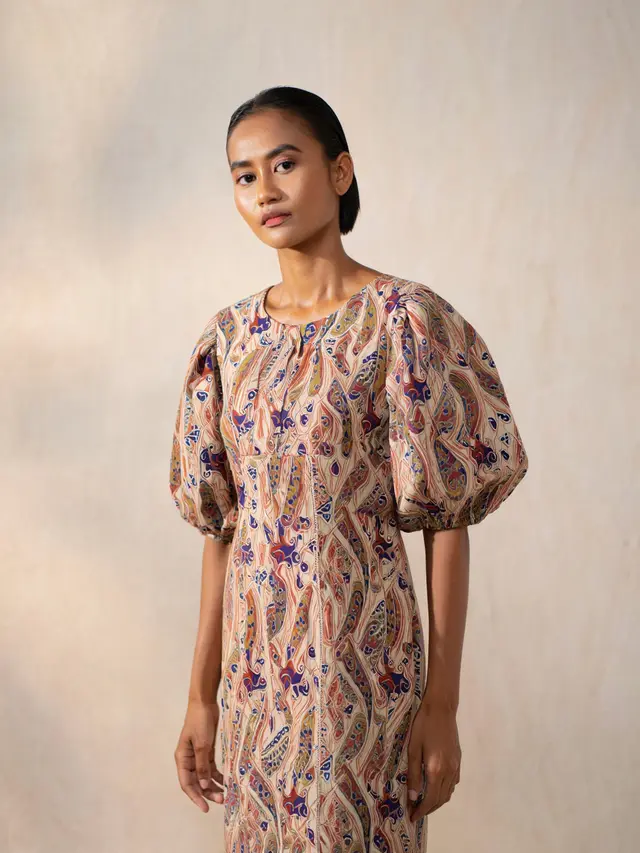 Batik Modern Lengan Puff Style Vintage