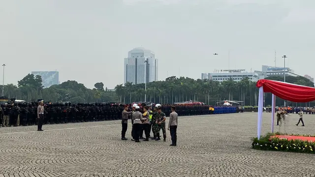 Apel Gelar Pasukan Operasi Ketupat 2024 di Monas, Jakarta Pusat, (3/4/2024).