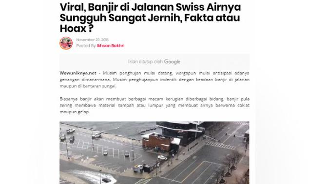 [Cek Fakta] Banjir Air Bening Terjadi di Swiss, Benarkah?