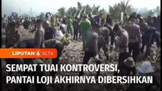 Tumpukan sampah di kawasan pesisir pantai Cibutun dan Loji, Kabupaten Sukabumi, Jawa Barat, mulai dibersihkan. Aksi bersih-bersih tersebut melibatkan ribuan personil gabungan dan sejumlah alat berat.