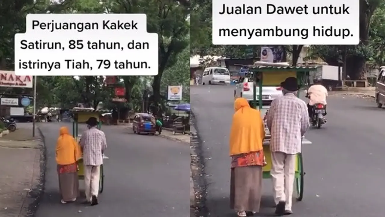 Perjuangan Kakek dan Istrinya Jualan Dawet Keliling Demi Sambung Hidup, Bikin Haru