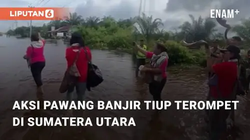 VIDEO: Aksi Pawang Banjir Tiup Terompet di Pangkalankerinci, Sumatera Utara