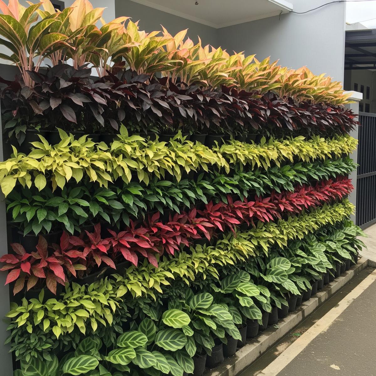 Inspirasi Living Fence dari Tanaman Berlapis (AI Generated)