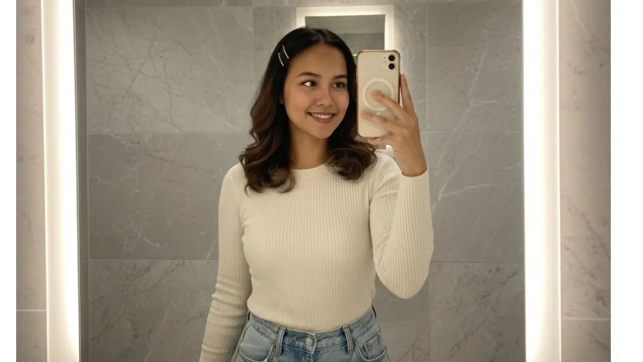 Edit foto AI ala mirror selfie di mall (Foto: Gemini AI)