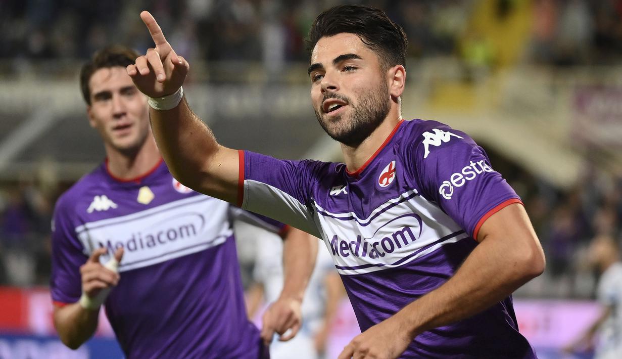 Gawang Inter Milan akhirnya jebol pada menit ke-23. Umpan silang Gonzalez, sukses dituntaskan oleh Riccardo Sottil menjadi tendangan keras dari dalam kotak penalti. Papan skor berubah menjadi 1-0 dan bertahan hingga turun minum. (LaPresse via AP/Alfredo Falcone)