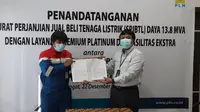 SPJBTL ditandatangani langsung Pertamina EP Lirik Field Manager Kurniawan Triyo Widodo dan Manager PLN Unit Pelaksana Pelayanan Pelanggan Rengat Beny Indra Praja dan di ruang rapat kantor PLN UP3 Rengat, Selasa (22/12/2020).