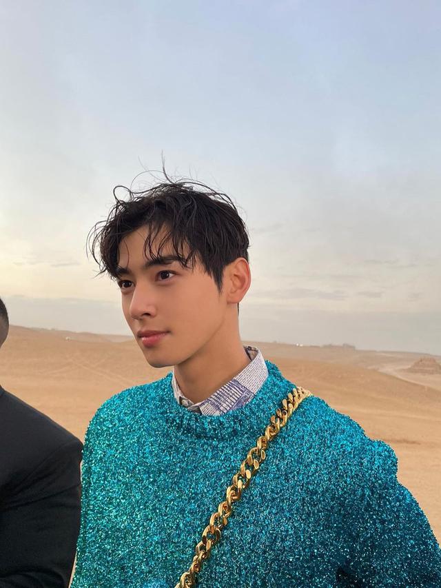 Aura Menawan Cha Eun Woo Saat Hadiri Show Dior Men 2023 di Ginza Mesir