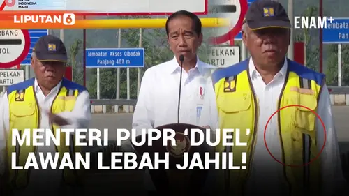 VIDEO: Menteri PUPR Basuki 'Hadapi' Lebah yang Ganggu Jokowi di Peresmian Tol Bocimi