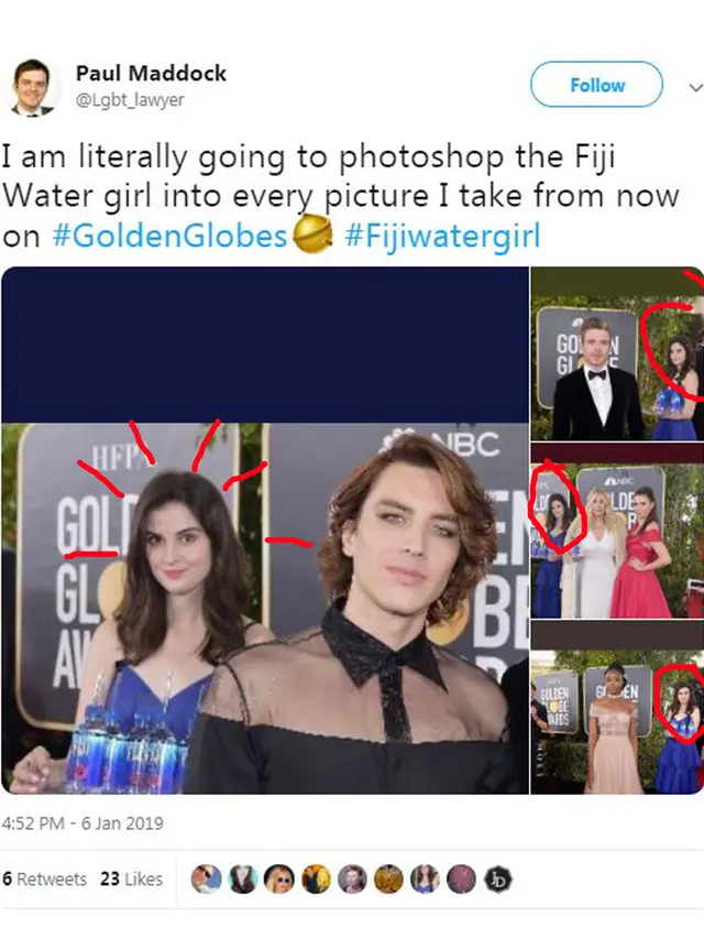 Bawa Air Mineral, Gadis Ini Curi Perhatian di Golden Globe 2019