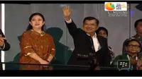 Wakil Presiden RI, Jusuf Kalla bersama Puan Maharani, Menko PMK saat closing ceremony Asian Games 2018, di GBK, Minggu (2/9). (Vidio.com)