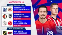 Jadwal dan Live Streaming Eredivisie 2024/2025 Matchweek 16 di Vidio