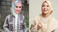 Gaya hijab elegan Kartika Putri -Chacha Frederica. (Instagram/kartikaputri,chachafrederica)