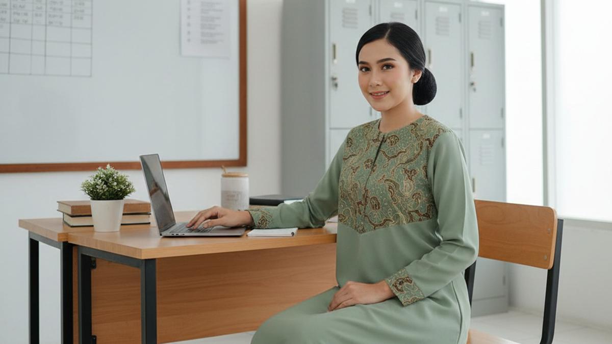 10 Model Gamis Batik Profesional untuk Guru, Nyaman Mengajar Seharian