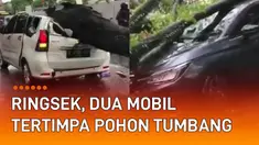 Kejadian tak terduga dialami oleh mobil yang berada di pinggir jalan ini