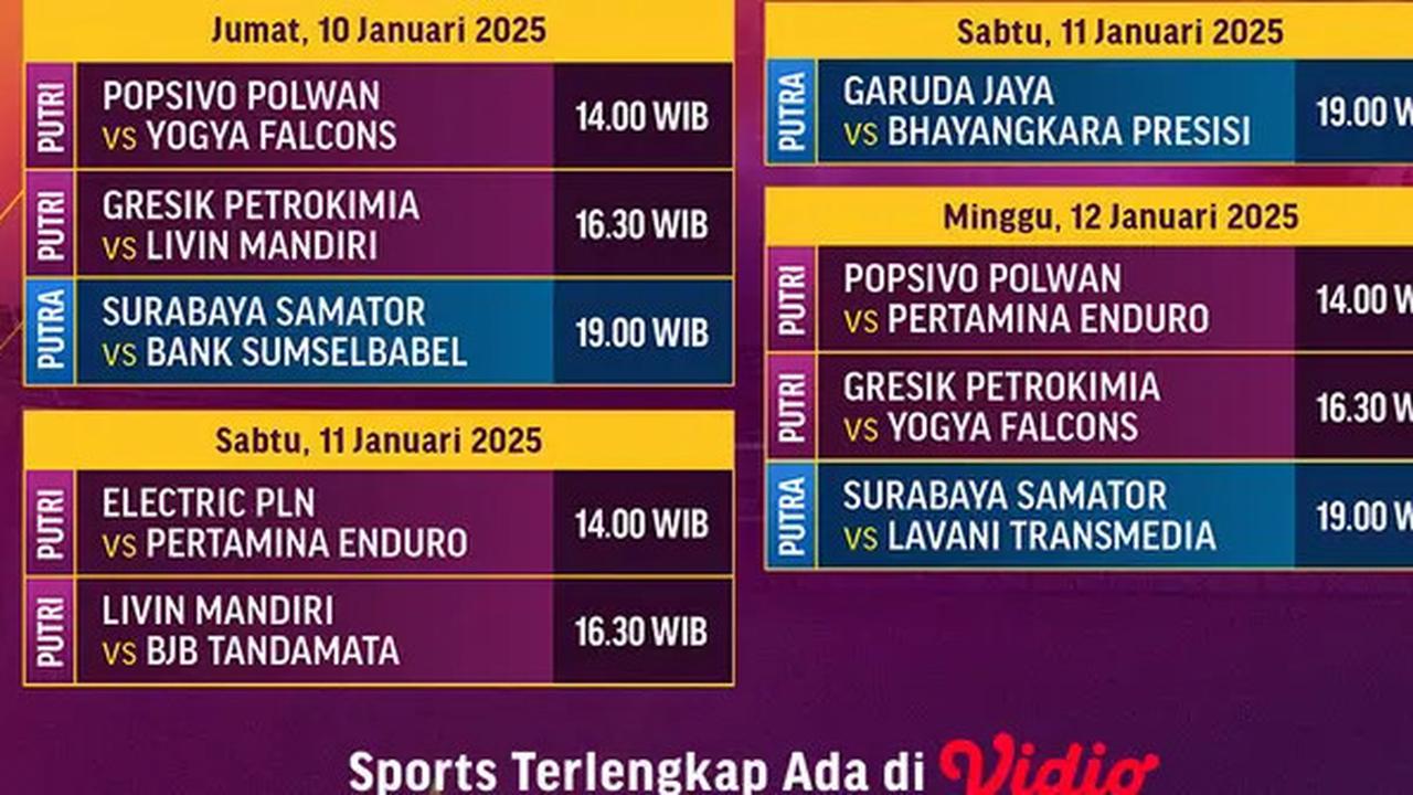 Catat! Jadwal Siaran Langsung PLN Mobile Proliga 2025 Pekan ini di Vidio