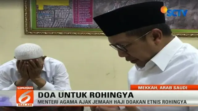 Menteri Agama sekaligus Amirul Haj Lukman Hakim Saifuddin mengajak jemaah haji Indonesia mendoakan warga muslim Rohingya. 