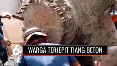 Proses evakuasi warga yang terjepit tiang beton tak berjalan mulus dan menegangkan. Berjam-jam ia harus bertahan menahan beban yang menimpanya, saat berhasil dikeluarkan, korban langsung dilarikan ke rumah sakit.