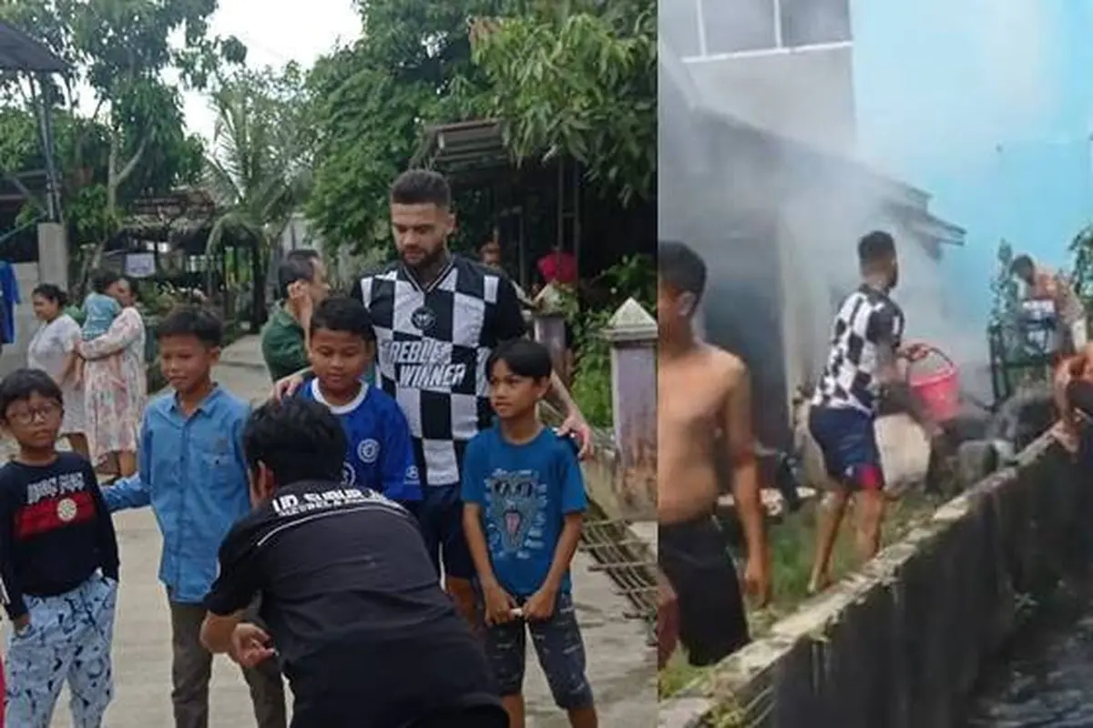 Viral, Momen Diego Michiels Bantu Padamkan Kebakaran di Rumah Warga Tuai Pujian