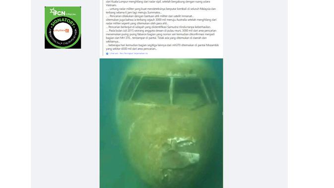 Penelusuran klaim foto pesawat Malaysia MH370 yang menghilang 9 tahun tenggelam di laut