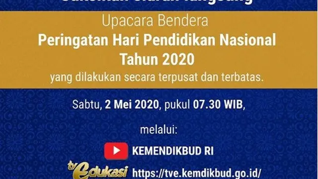 Live Streaming Upacara Bendera Hardiknas 2020 oleh Kemendikbud.