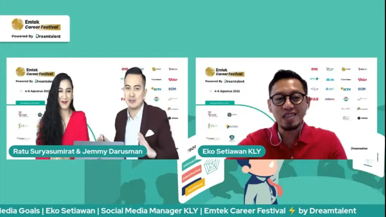 Social Media Manager Kapanlagi Youniverse (KLY)  Eko Setiawan dalam rangkaian acara Emtek Career Festival.