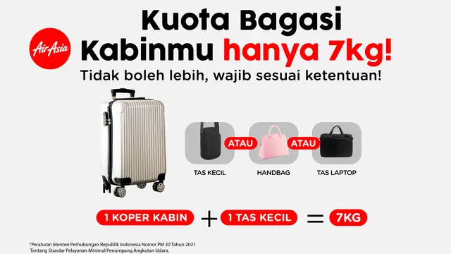 Syarat bagasi kabin di pesawat Indonesia AirAsia dengan berat maksimal 7 kg. (Dok AirAsia)