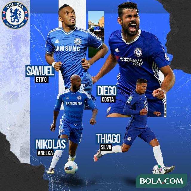 Chelsea - Samuel Eto'o, Diego Costa, Nicolas Anelka, Thiago Silva