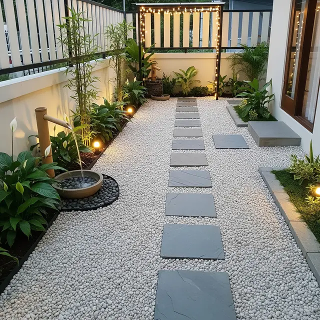 Ide Taman Belakang Rumah dengan Kerikil untuk Lahan Sempit